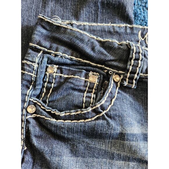 Miss Chic Women's Embellished Boot Cut Dark Wash Denim Jeans-9 - Picture 5 of 10